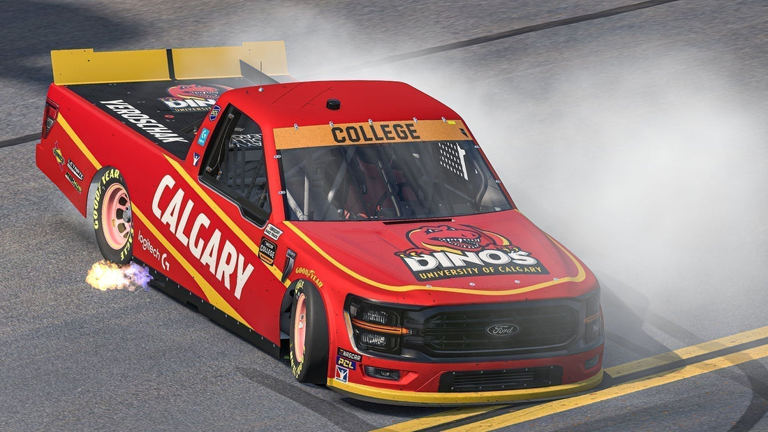 eNASCAR College iRacing Series | Calgary's Connor Yeroschak survives and wins Clash on the Beach